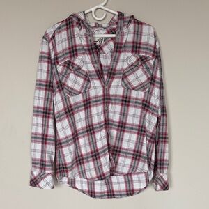 TNA | Lightweight Plaid Button-up Hoodie